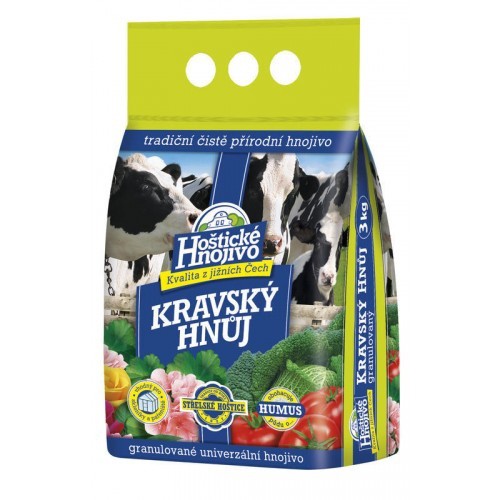 Hoštický kravský hnůj 3kg granulovaný | Chemické výrobky - Hnojiva, pěst.substráty a krmiva